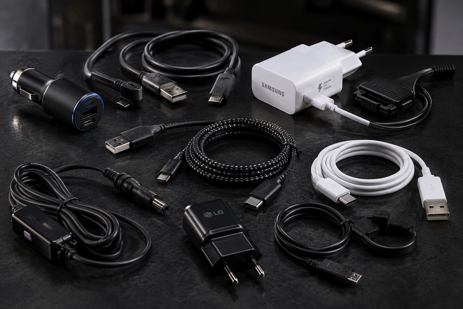Phone chargers and USB cables