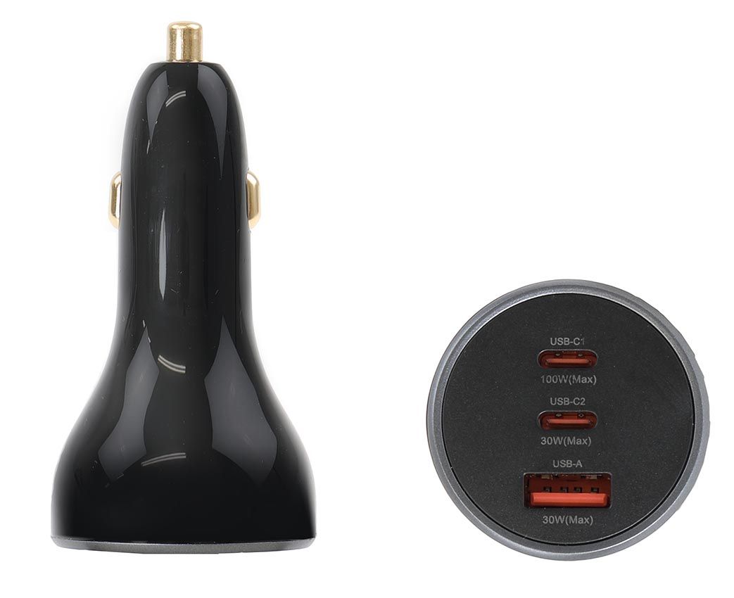 Charger 12/24V Brodit Dual 1x usbA 2x usbC 2.4A QC 3.0 black